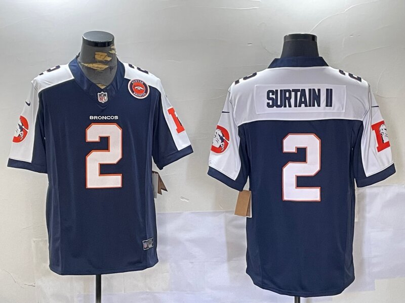 Men Denver Broncos #2 Surtain ii Blue 2024 Nike Vapor Limited NFL Jersey